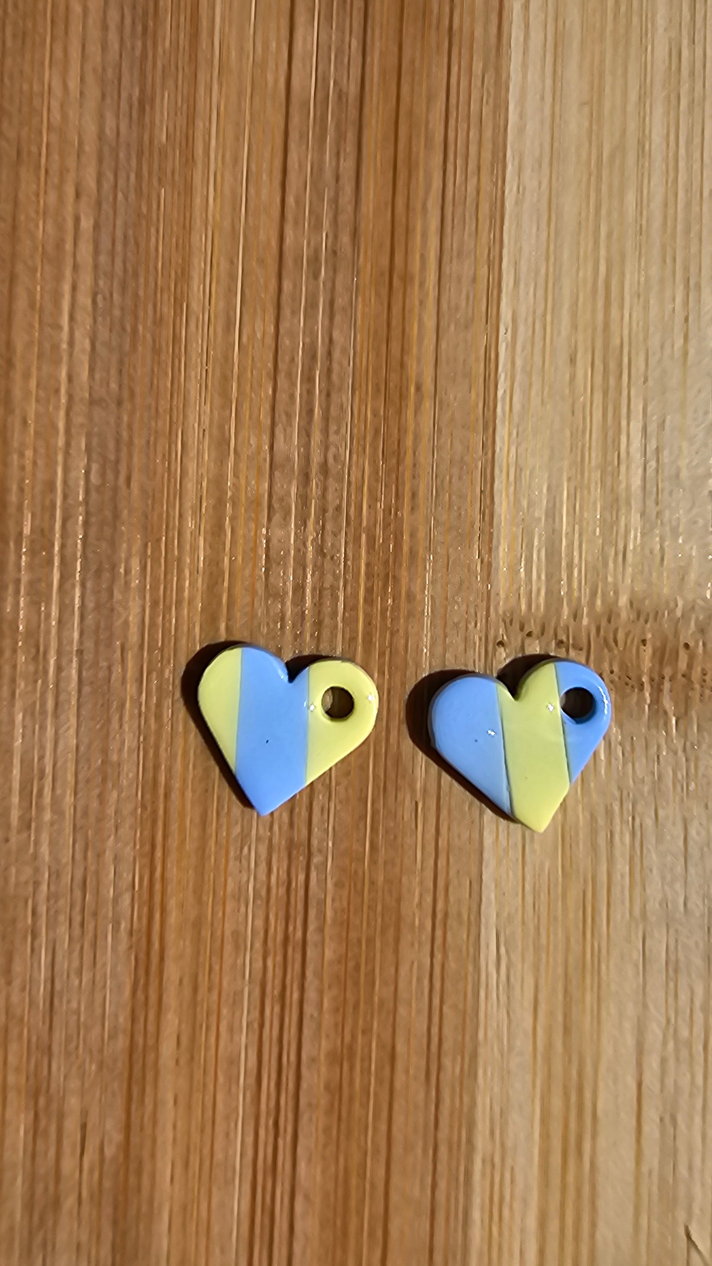 Pampilles Coeur mini rayées jaune et bleu ciel
