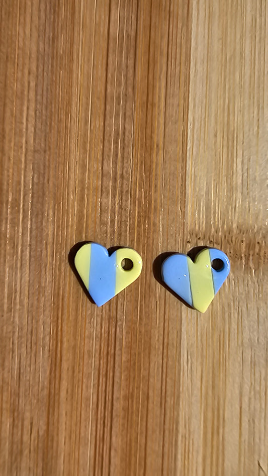 Pampilles Coeur mini rayées jaune et bleu ciel
